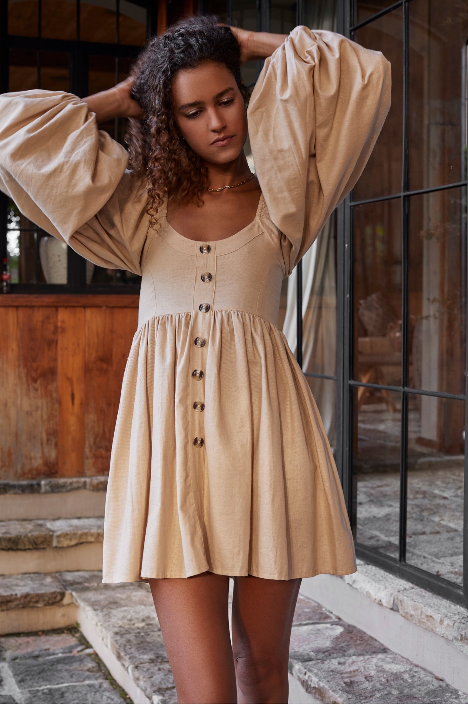 Chloie Empire Waist Linen Mini Dress Handmade Clothing Boutique Chloie Empire Waist Linen Mini Dress Handmade Clothing Boutique