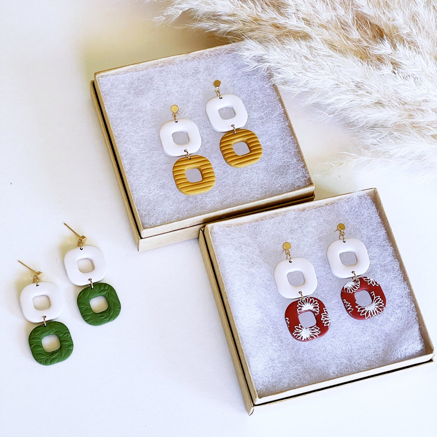 Clay Earrings | Double Ring Dangles