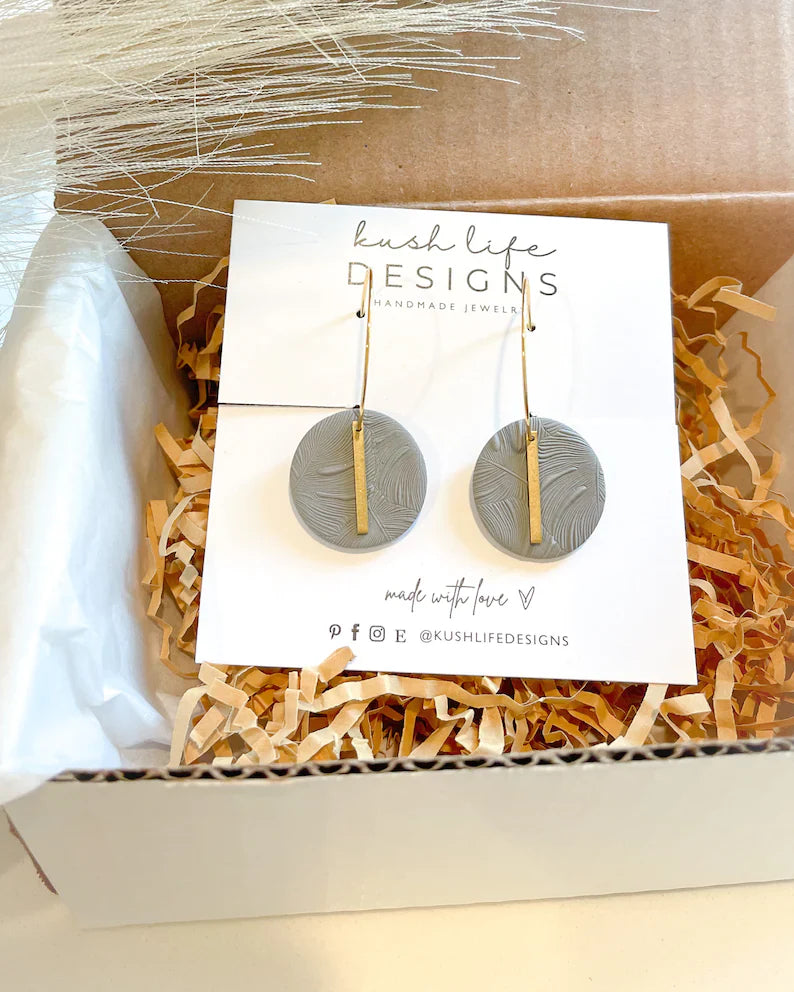 Textured Grey Statement Earrings