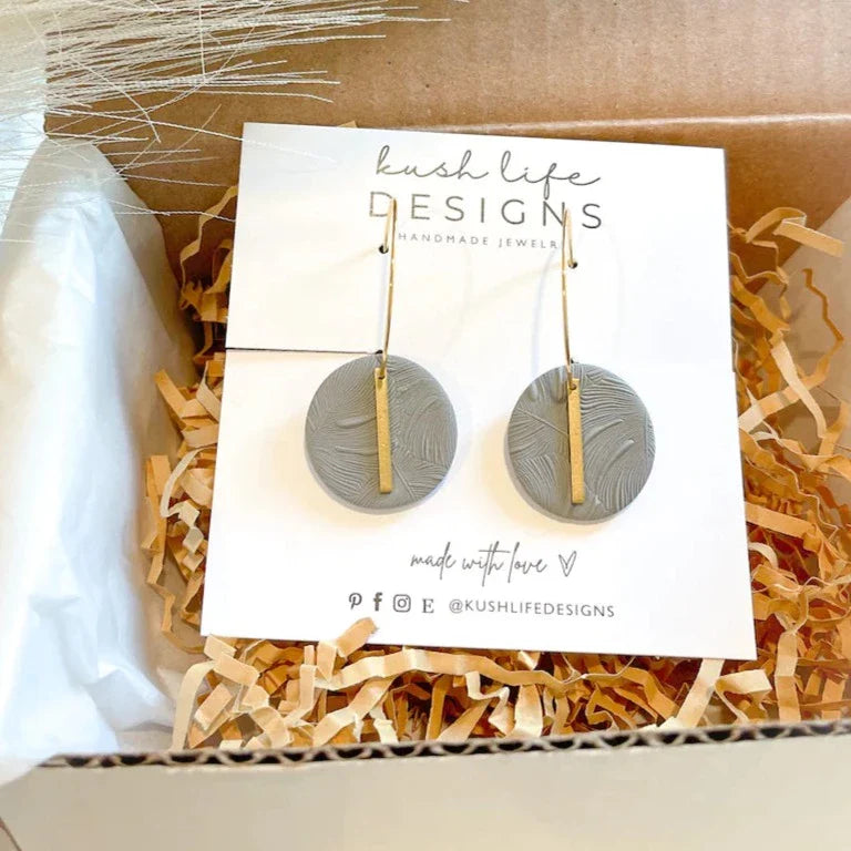 Textured Grey Statement Earrings