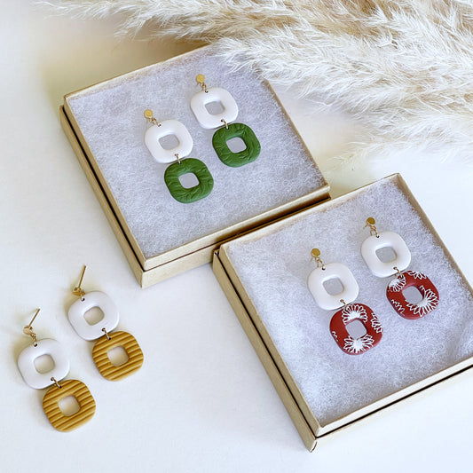 Clay Earrings | Double Ring Dangles