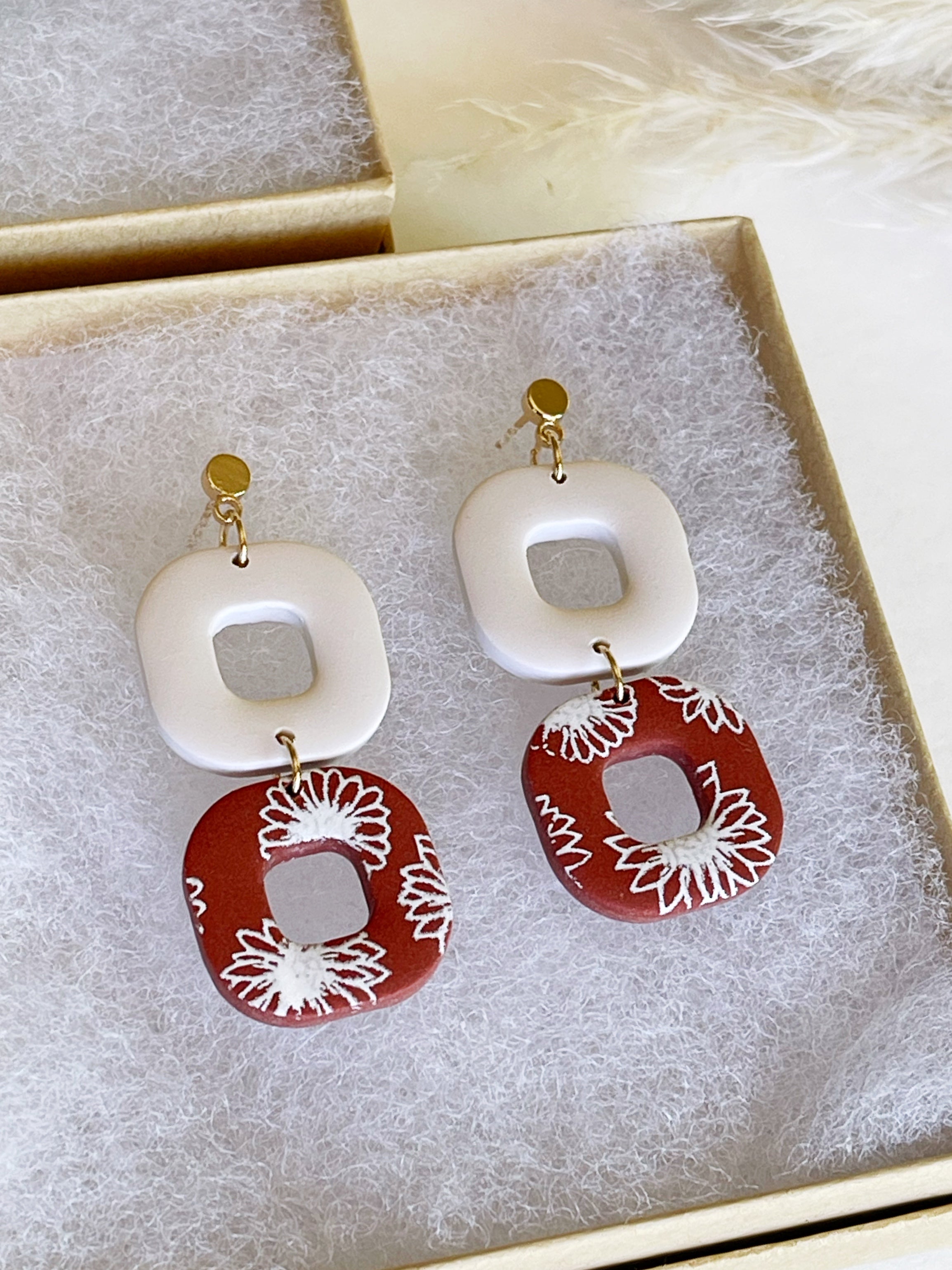 Clay Earrings | Double Ring Dangles