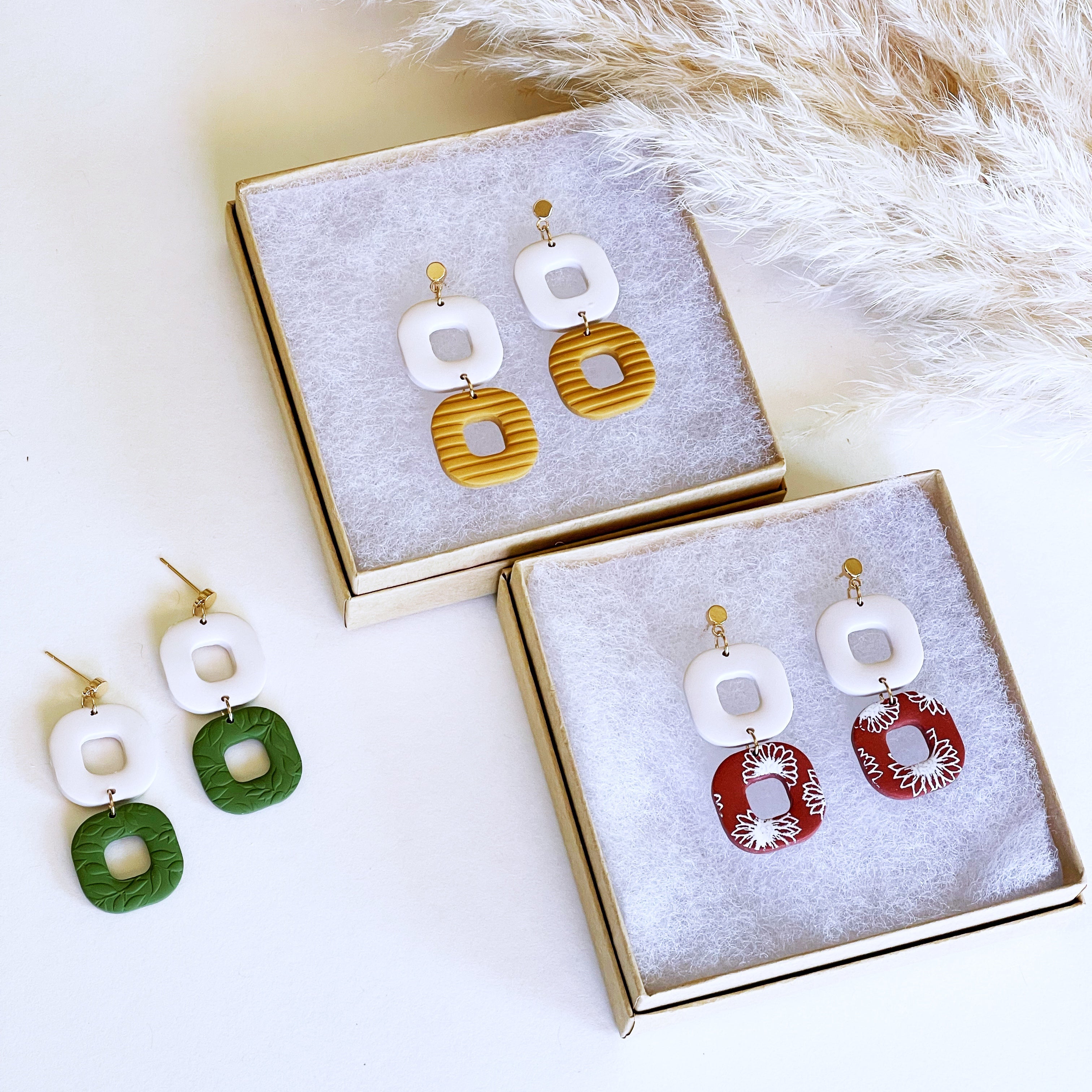 Clay Earrings | Double Ring Dangles