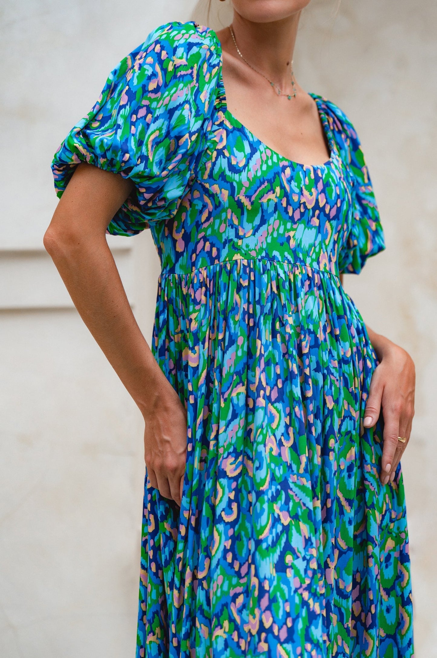Violeta Puff Sleeve Midi Dress (Sale)