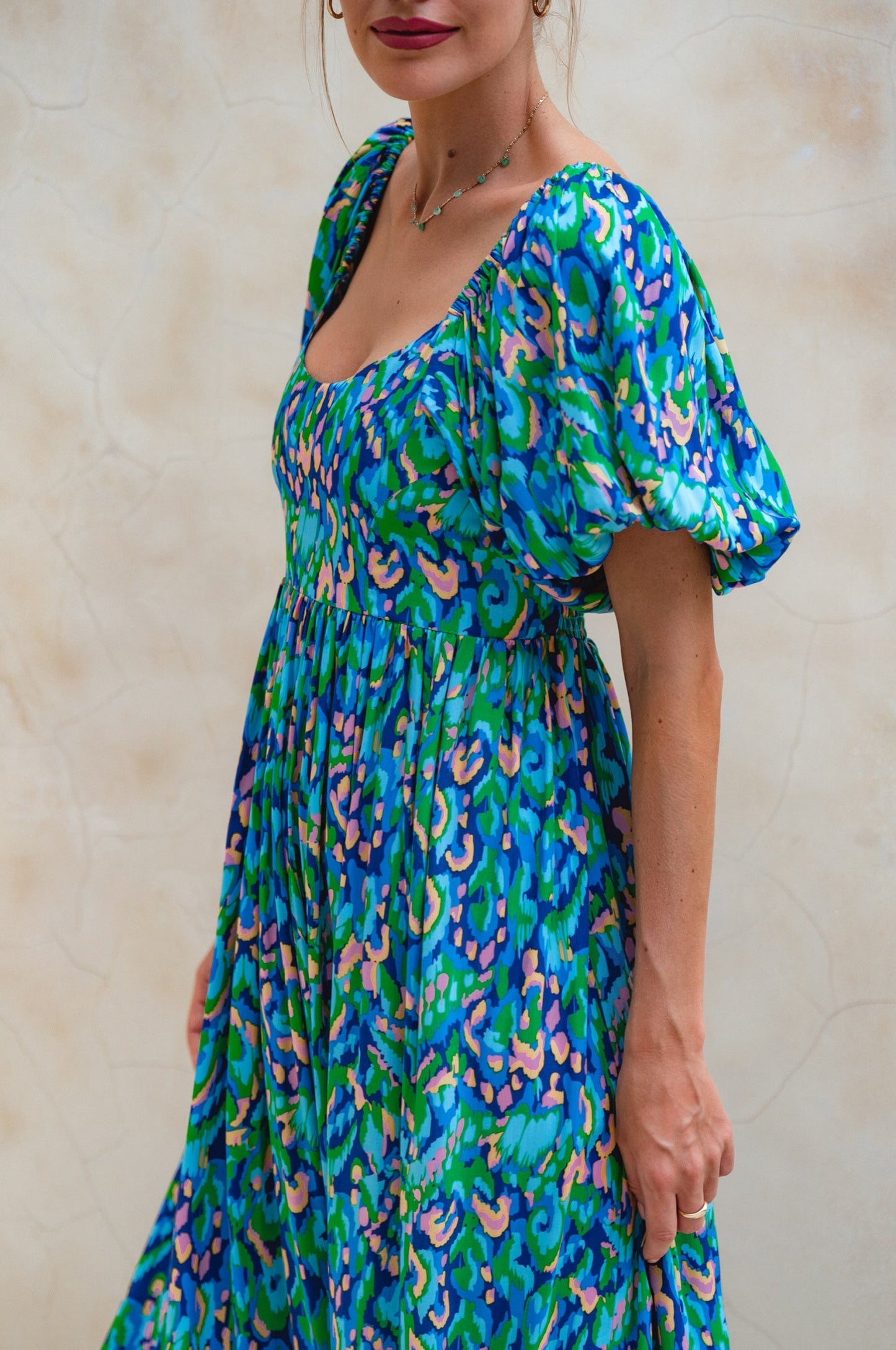 Violeta Puff Sleeve Midi Dress (Sale)