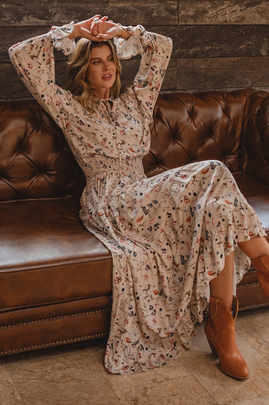 White Lotus Ruffled Maxi Dress