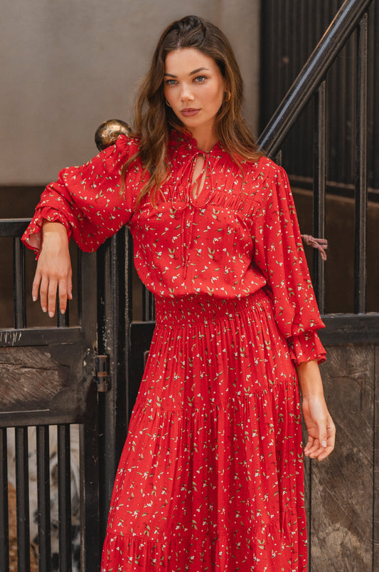 White Lotus Ruffled Maxi Dress