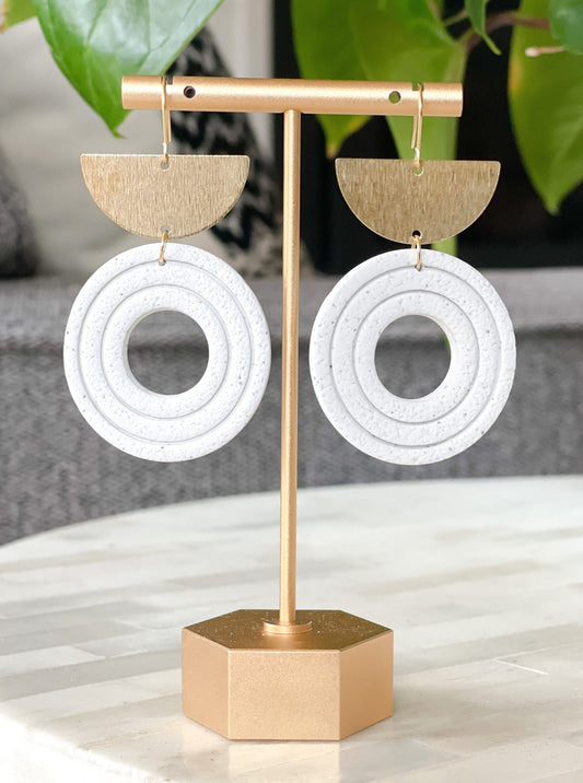 White Cutout Dangle with Upside Down Half Circle