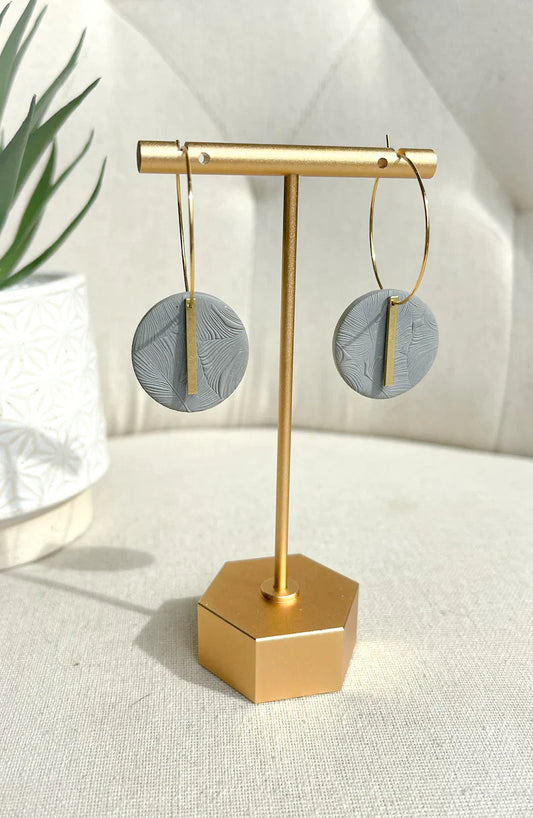 Textured Grey Statement Earrings